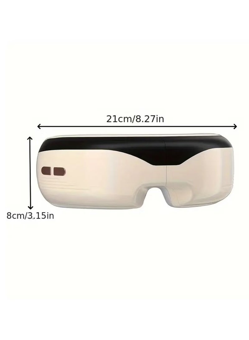 YelaJoy Beige Rechargeable Smart Eye Heating Pad - Foldable Portable Eye Massager with Vibration & 1200mAh Battery, Ideal Gift for Eye Relaxation - Image 4